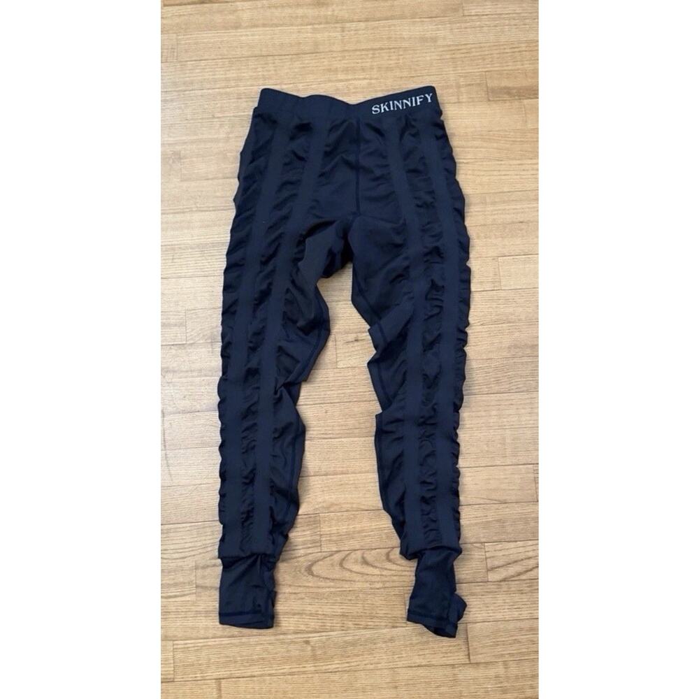 EUC Skinnify XXXL Resistance Band Leggings Black Workout Active Stretch Ruch